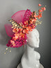 Coral and Fuchsia Canopy of Orchids Fascinator Hat