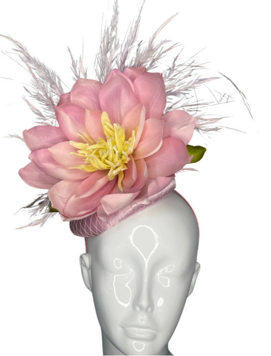 Pink Magnolia Fascinator Elegant Derby and Garden Party Hat