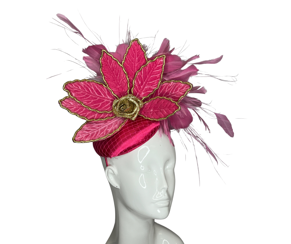 Hot Pink and Gold Fascinator Hat