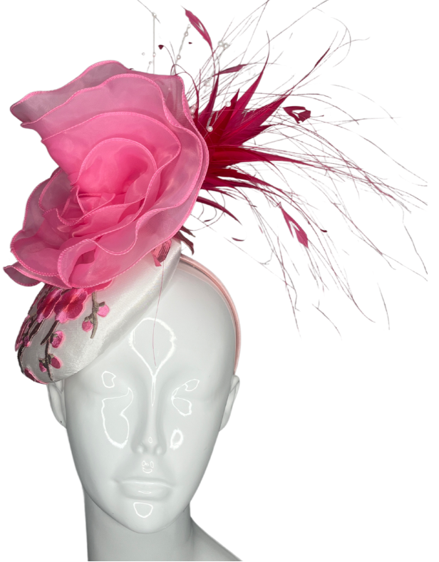 Rose Radiance: Handcrafted Pink Floral Fascinator