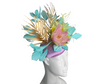 Tropical Elegance Fascinator Pastel Floral and Gold Accent Headpiece