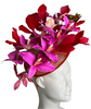 Bold Red and Pink Orchid Fascinator Statement Floral Headpiece for Derby and Special Events
