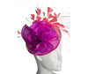 Bold Purple & Coral Fascinator Derby Hat, Wedding Headpiece, Tea Party Hat