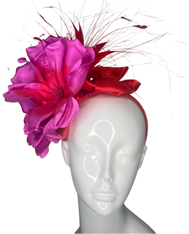 Flamingo Fling Red & Fuchsia Statement Fascinator