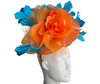 Bold Orange and Teal Fascinator Statement Headpiece for Derby, Weddings and Special Events