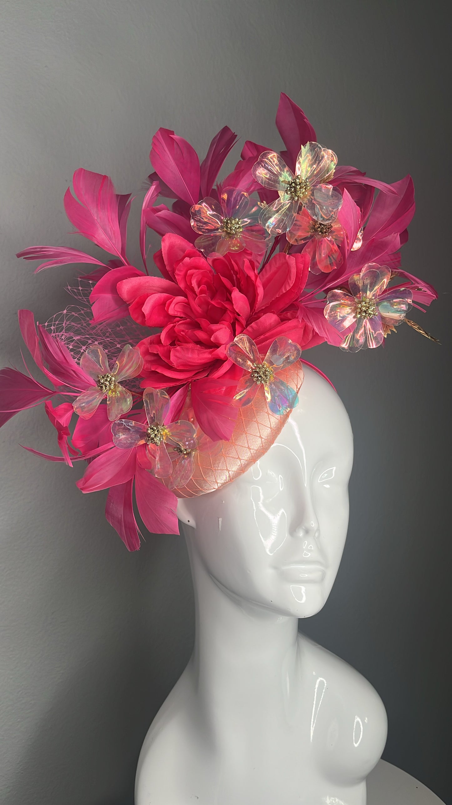 Pink and Iridescent Fascinator Hat