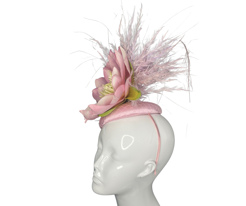Pink Magnolia Fascinator Elegant Derby and Garden Party Hat