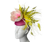 Pink & Yellow Floral Fascinator – Handmade Derby Hat, Wedding Headpiece, Tea Party Hat