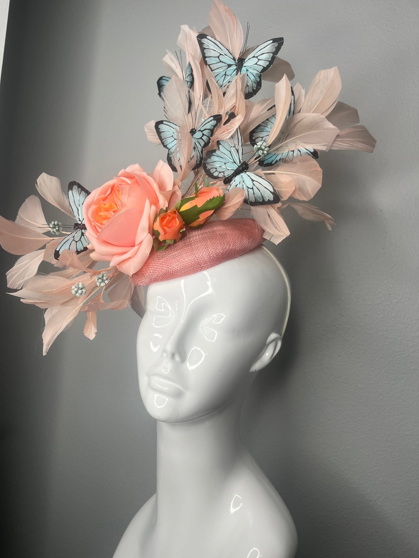 Apricot Peach Flutter in Bloom Fascinator Hat