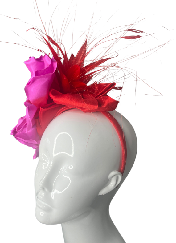 Flamingo Fling Red & Fuchsia Statement Fascinator