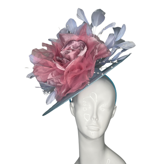 Blush & Blue Elegance – Custom Derby Fascinator