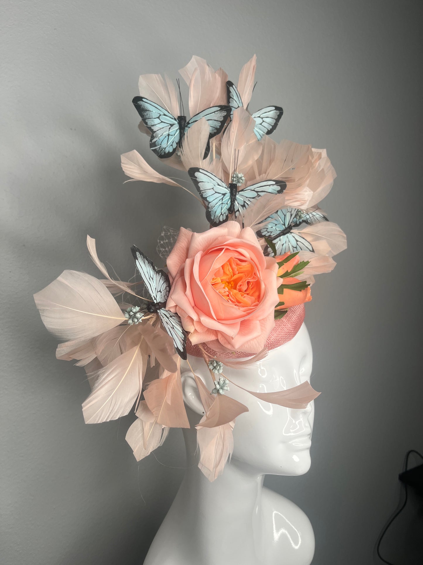 Apricot Peach Flutter in Bloom Fascinator Hat