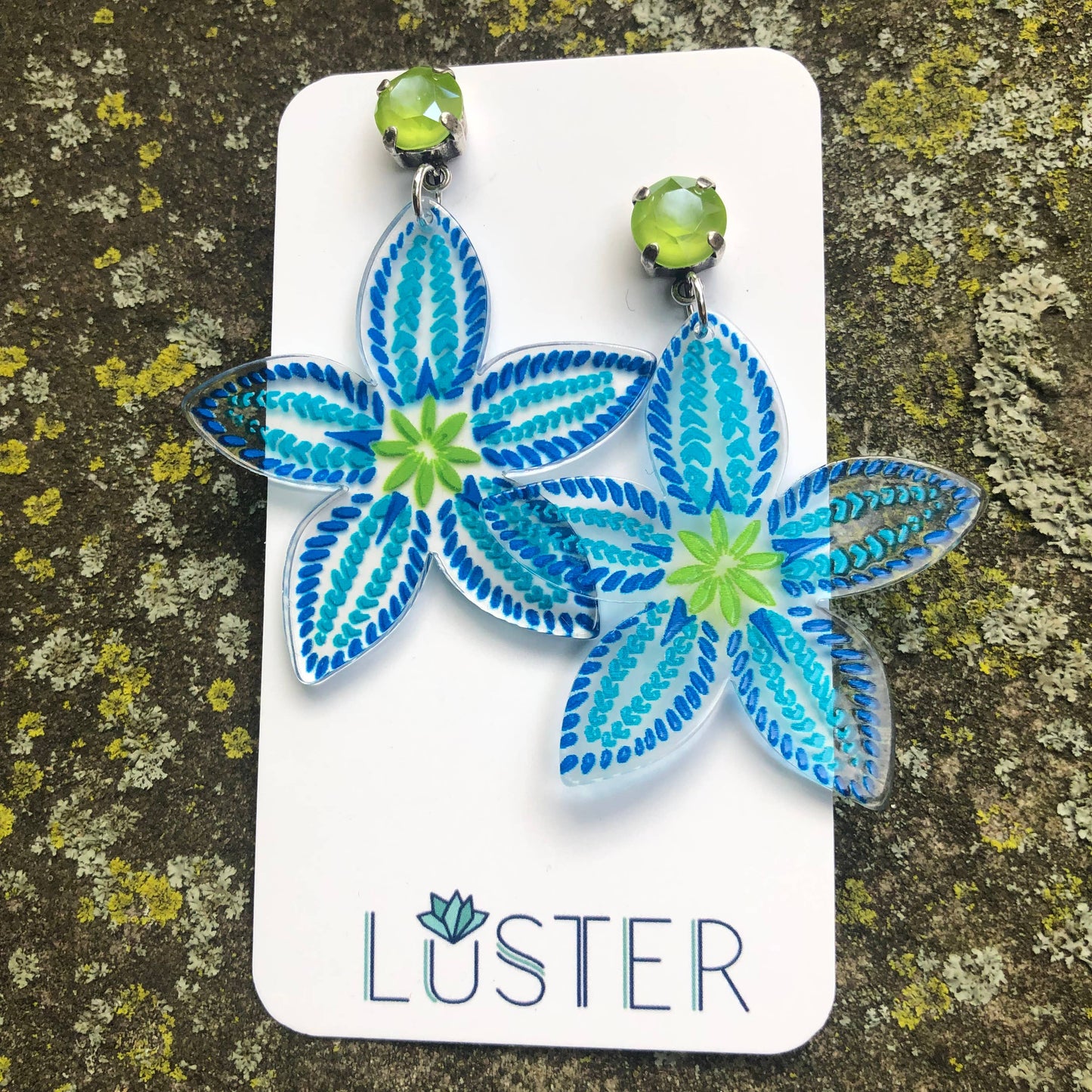 Star Flower Acetate Lightweight Statement Earrings