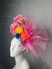 Floral Confetti Garden Feather Fascinator Hat