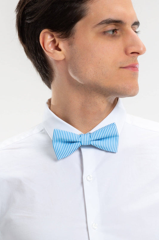 The Millionaires Row Derby Blue Stripe Bow Tie