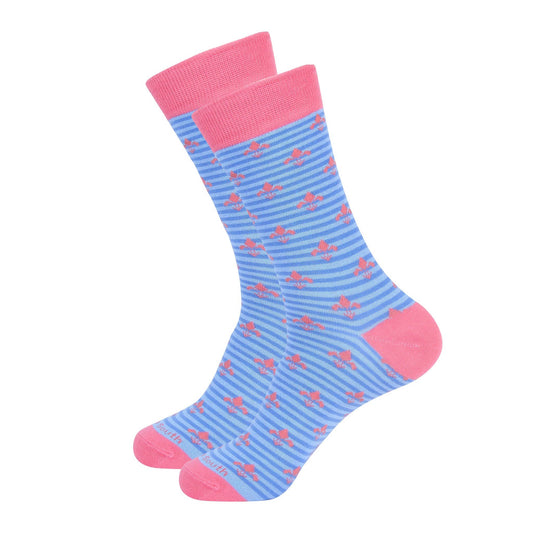 Blue Stripe Fleur De Lis Socks