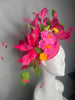Vibrant Fuchsia Floral Feather Kentucky Derby Fascinator Pink Feathers Fascinator Hat