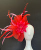 Red and Pink Pheasant Feather Fascinator