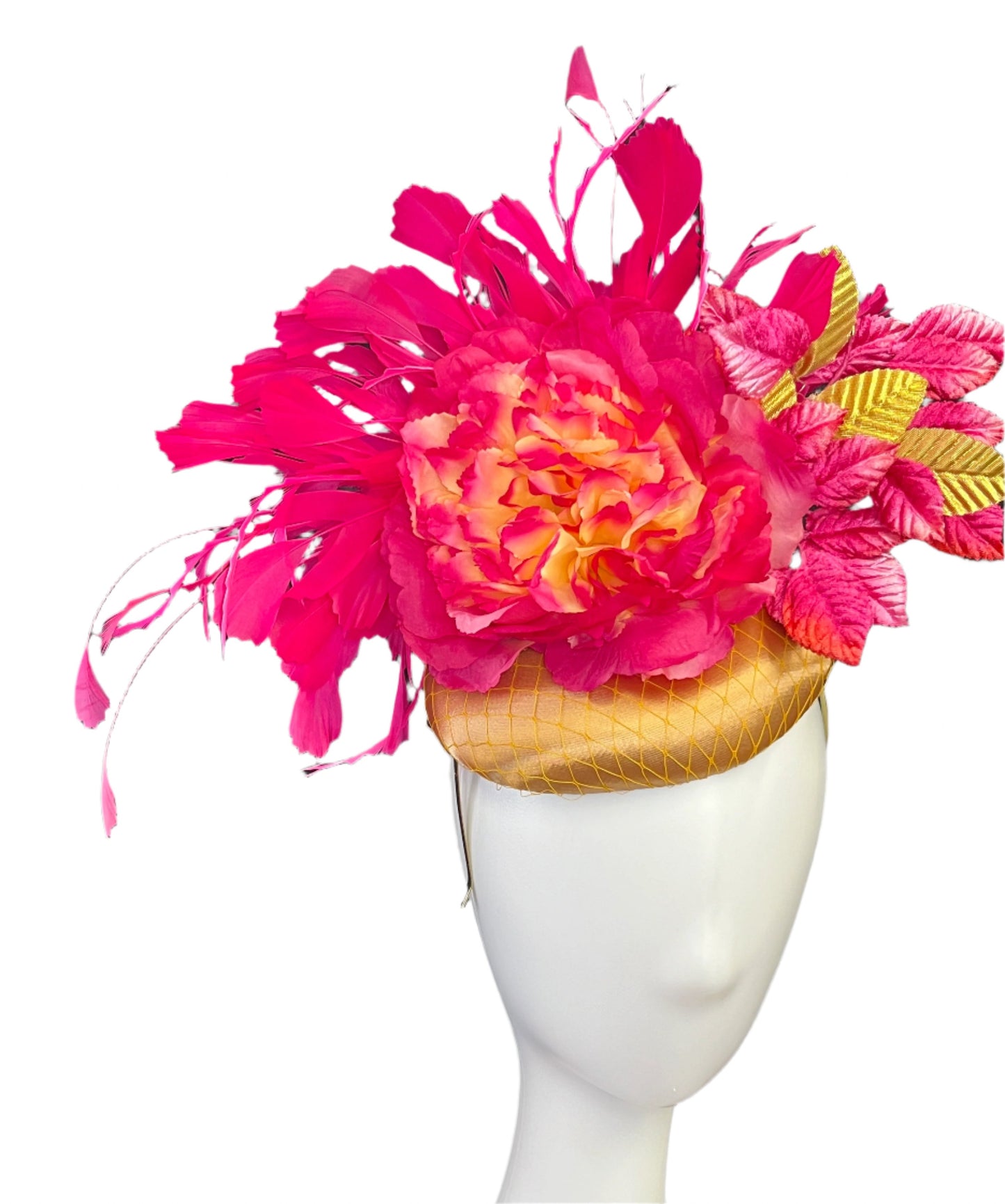 Gold and Hot Pink Fascinator Hat