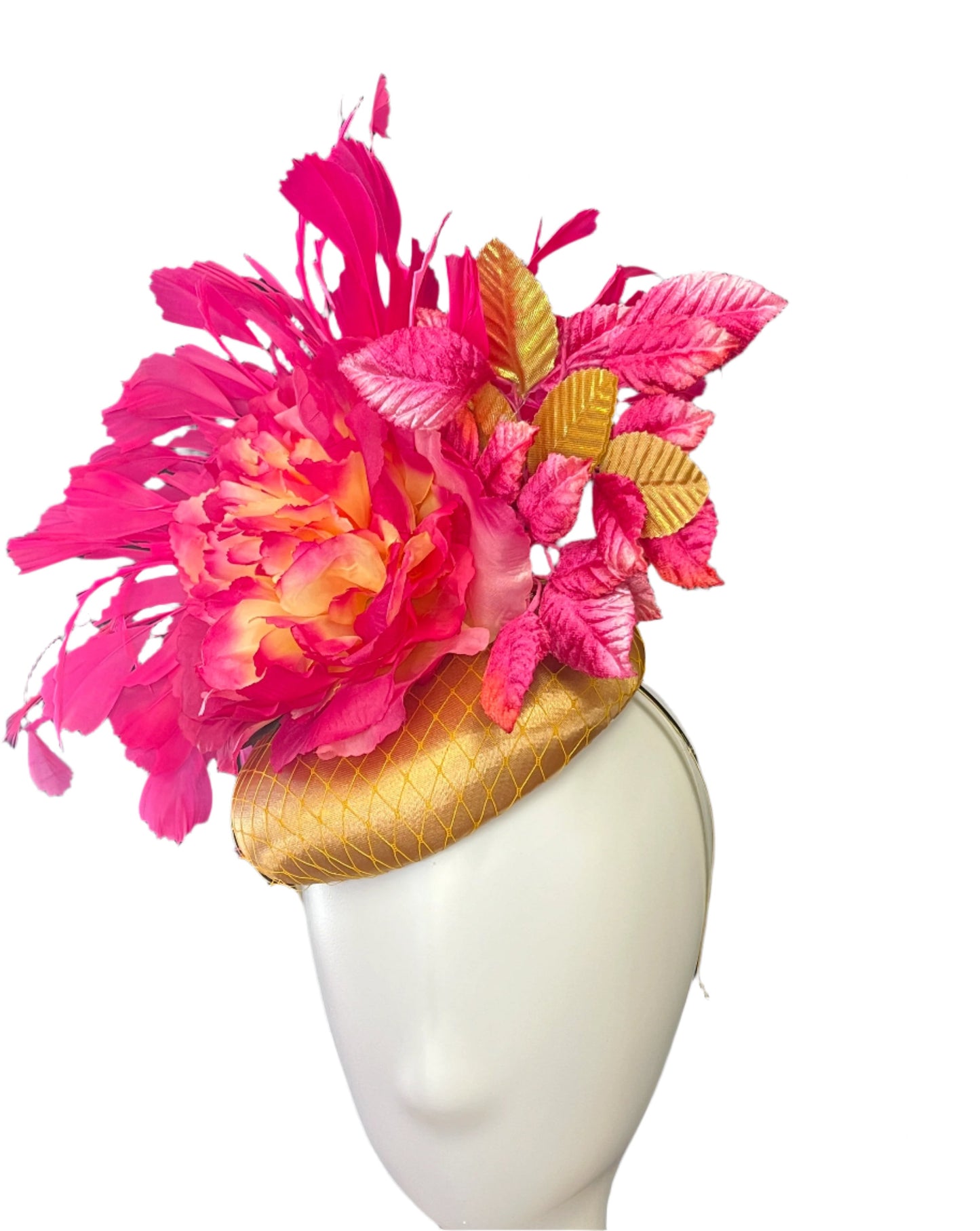 Gold and Hot Pink Fascinator Hat
