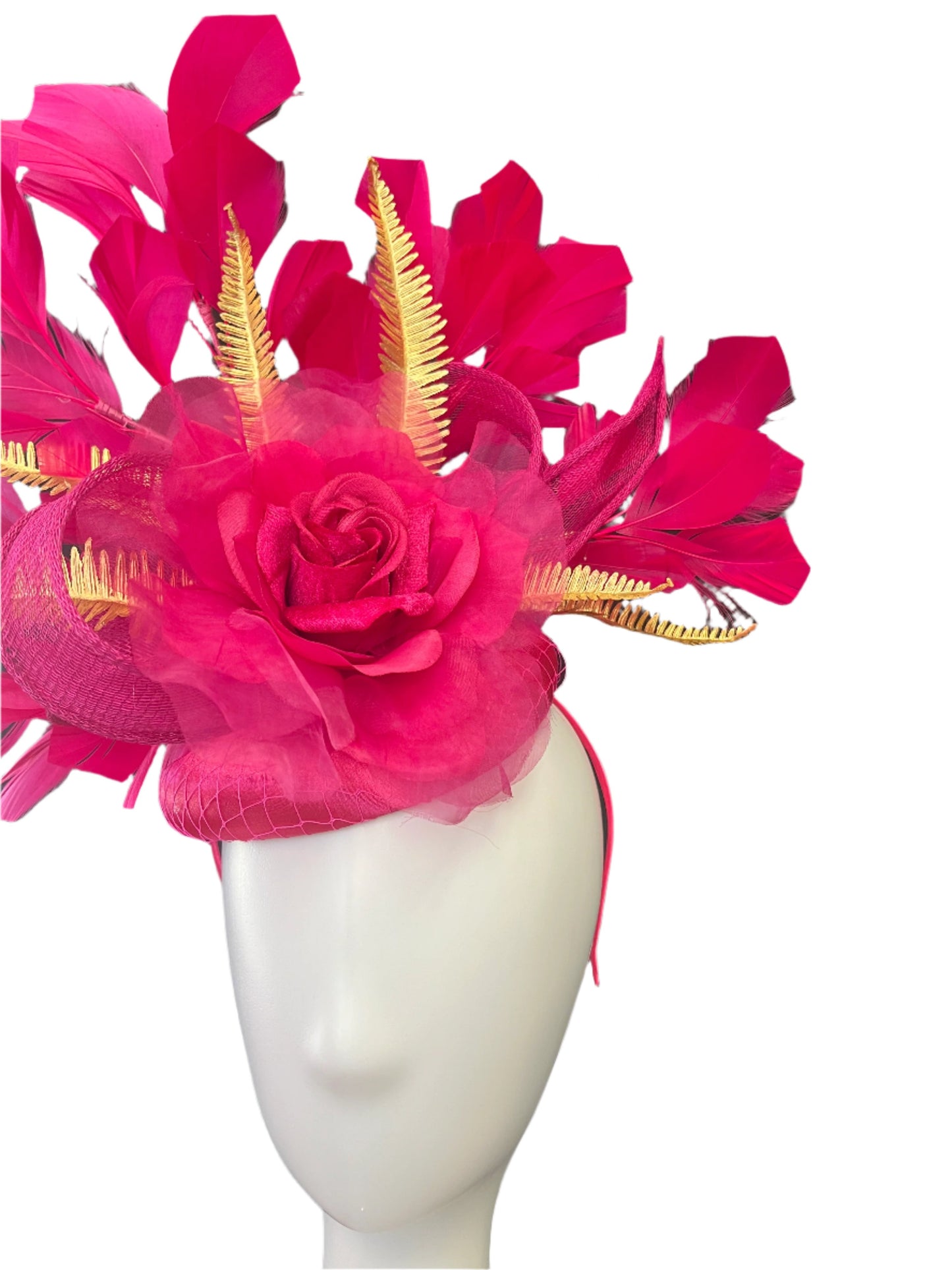 Hot Pink and Gold Fascinator Hat