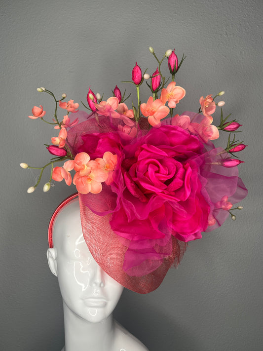 Blushing Bloom Couture Derby Fascinator