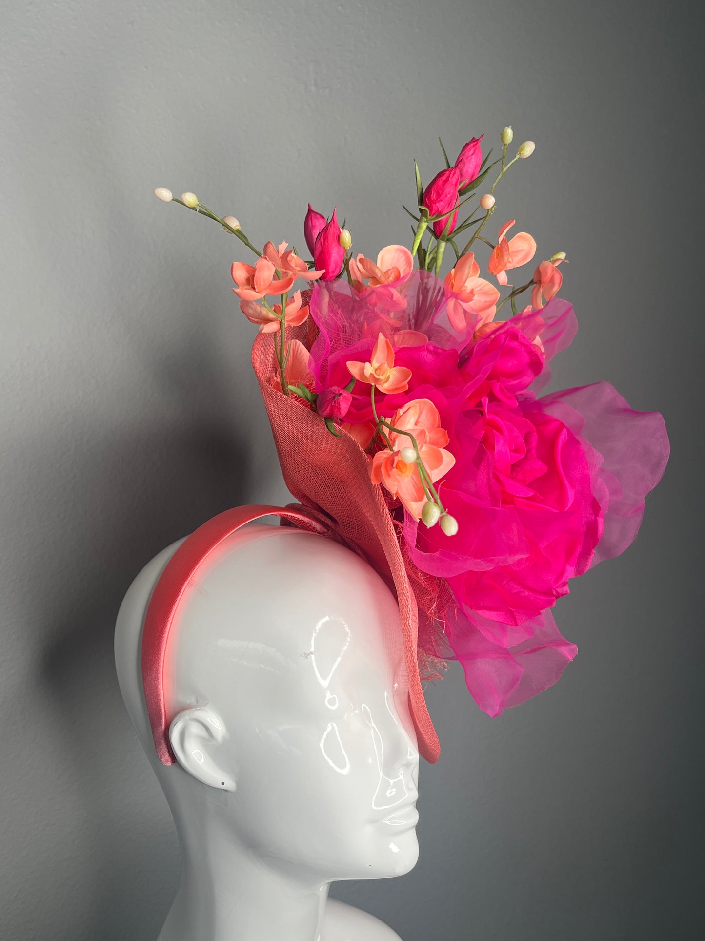 Blushing Bloom Couture Derby Fascinator