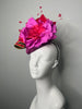 Fuchsia Fireworks Fascinator with Sculpted Ribbon and Silk Bloom