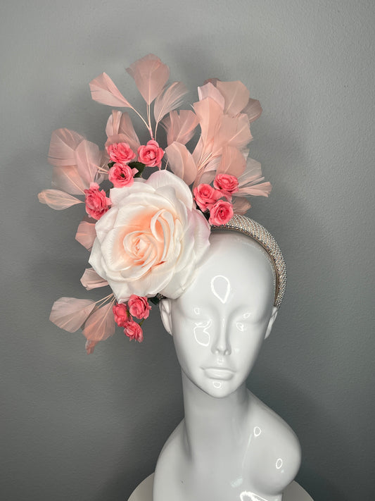 Blush Bloom Fascinator with Pearlized Headband