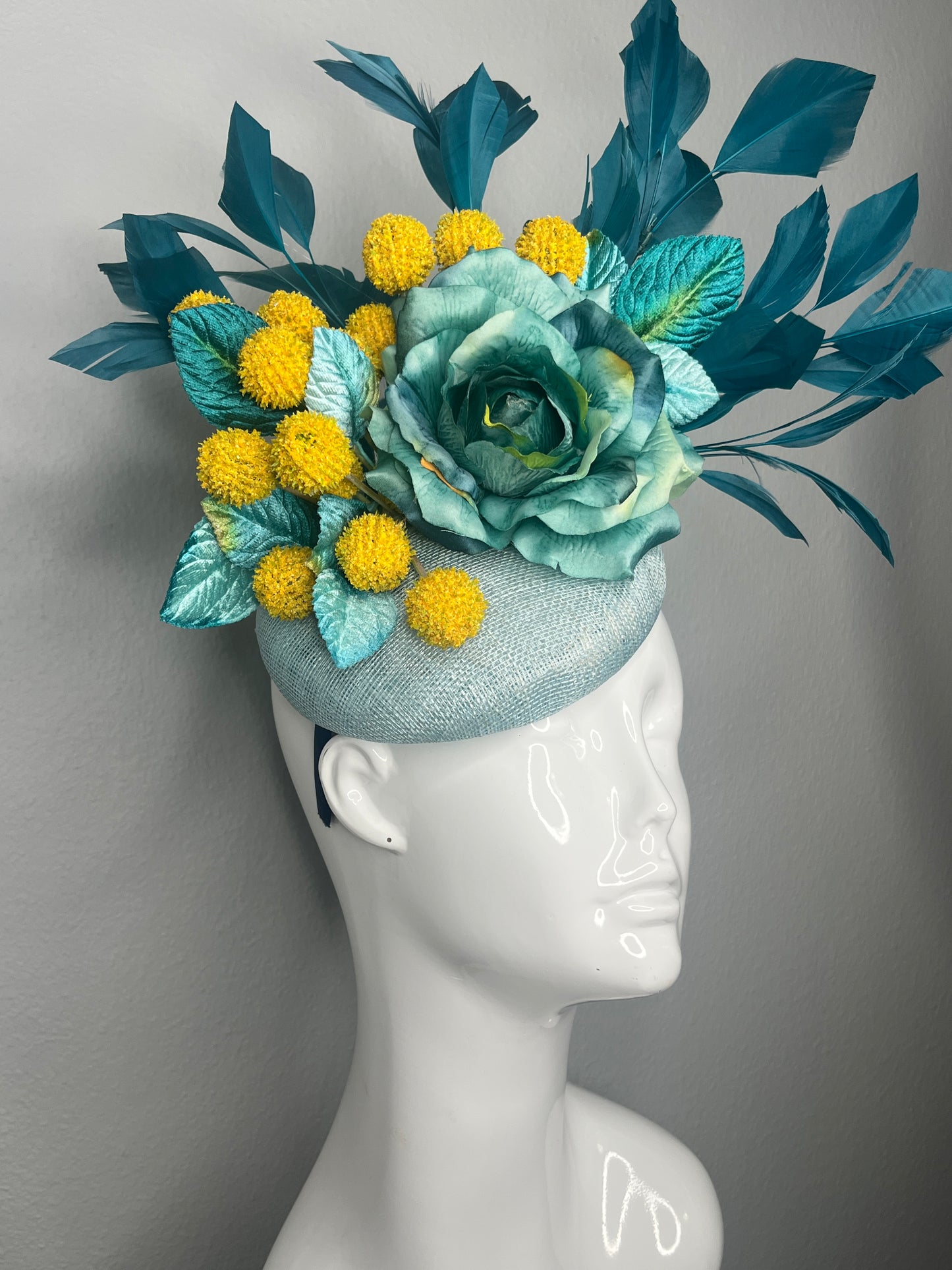 Teal Breeze & Golden Bloom Fascinator