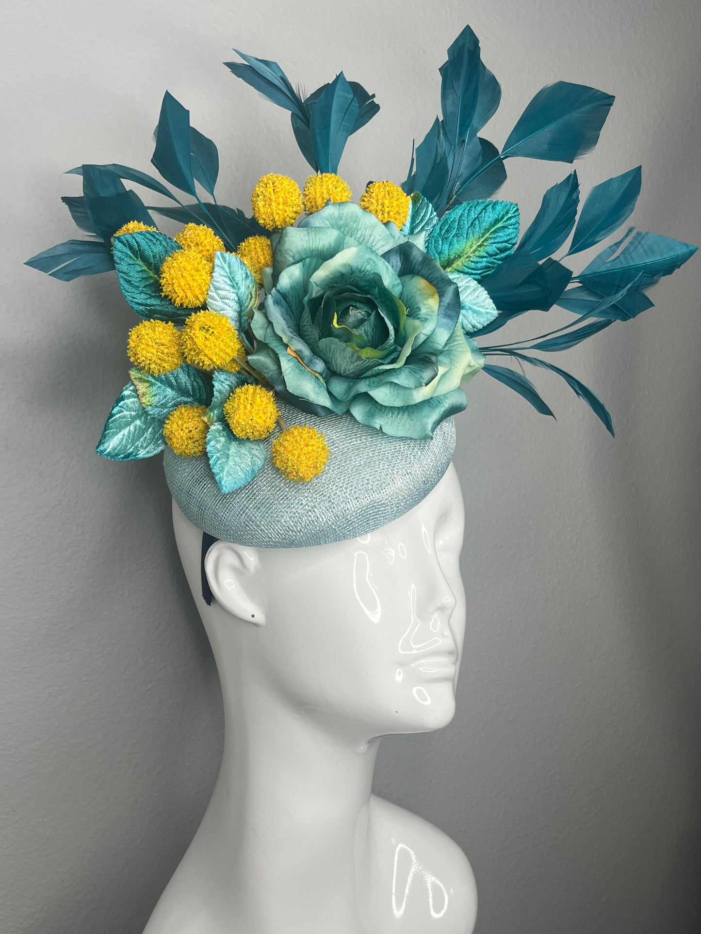 Teal Breeze & Golden Bloom Fascinator