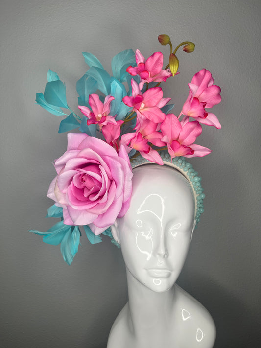 Cotton Candy Orchid Crown Fascinator Hat