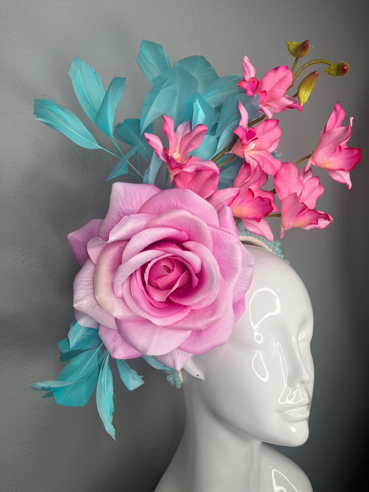Cotton Candy Orchid Crown Fascinator Hat