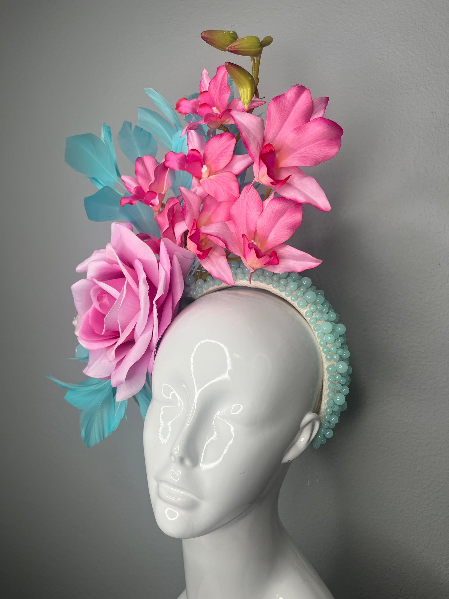 Cotton Candy Orchid Crown Fascinator Hat