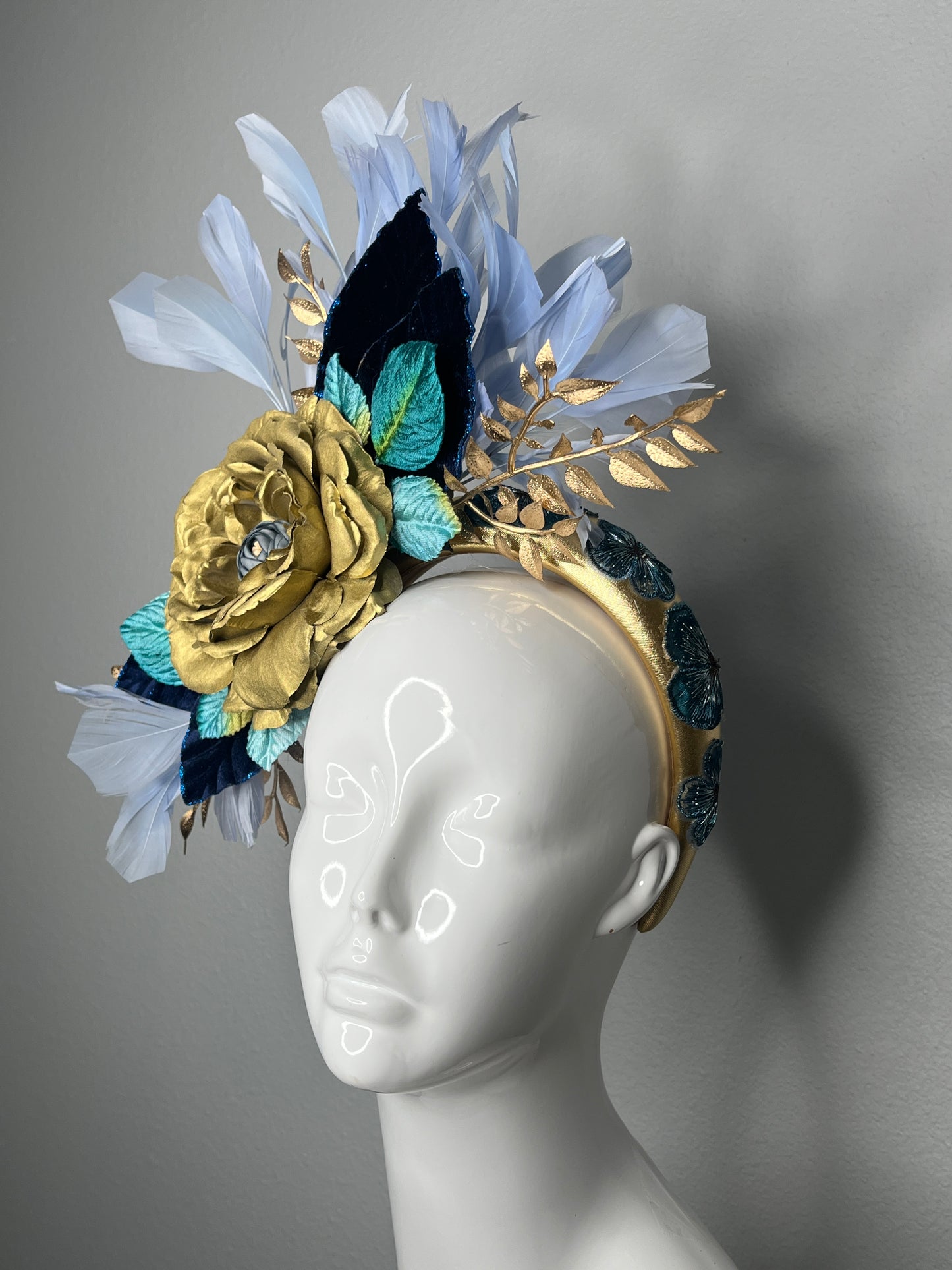 Twilight Garden Navy, Periwinkle and Teal Fascinator Hat