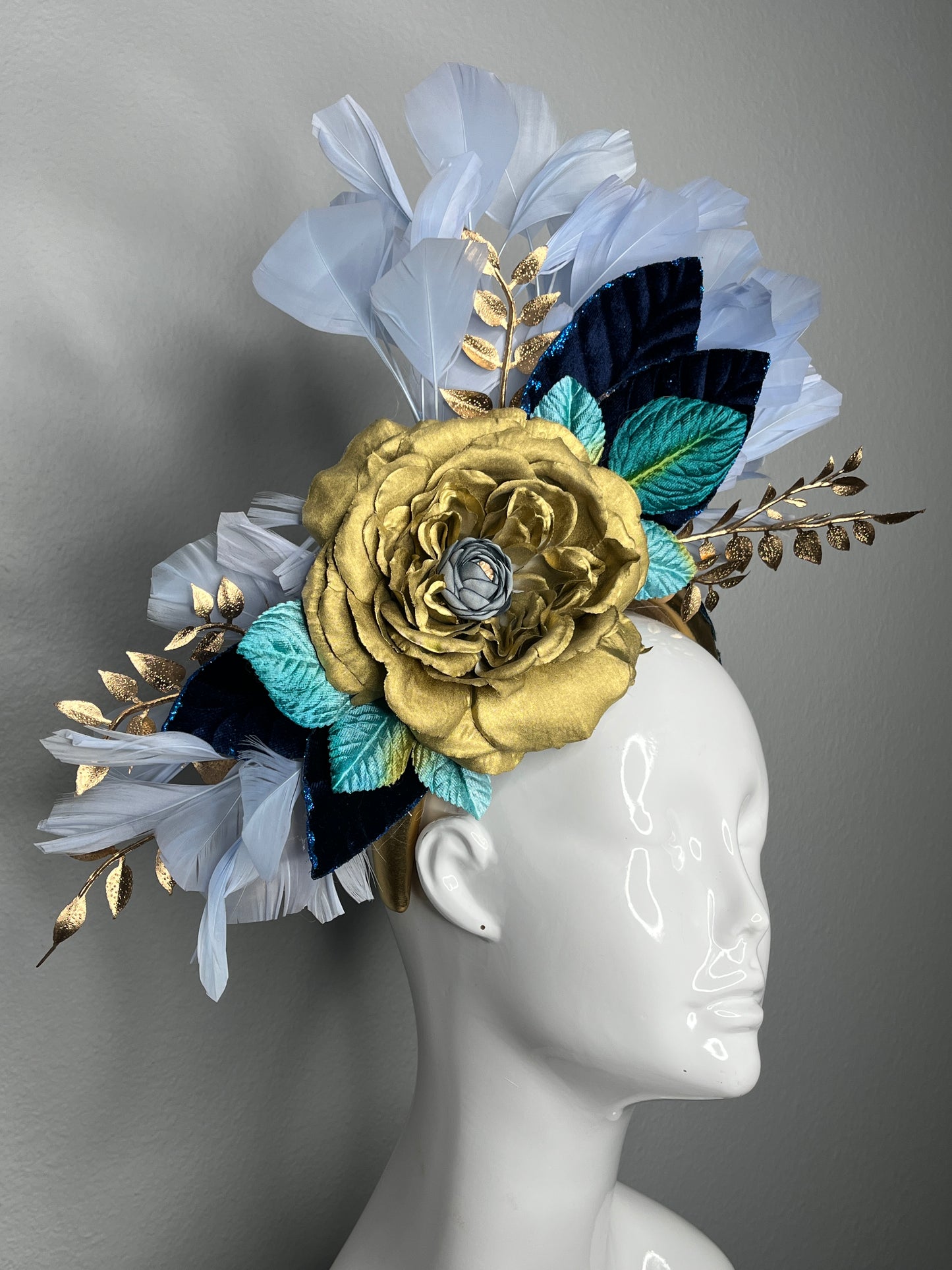 Twilight Garden Navy, Periwinkle and Teal Fascinator Hat