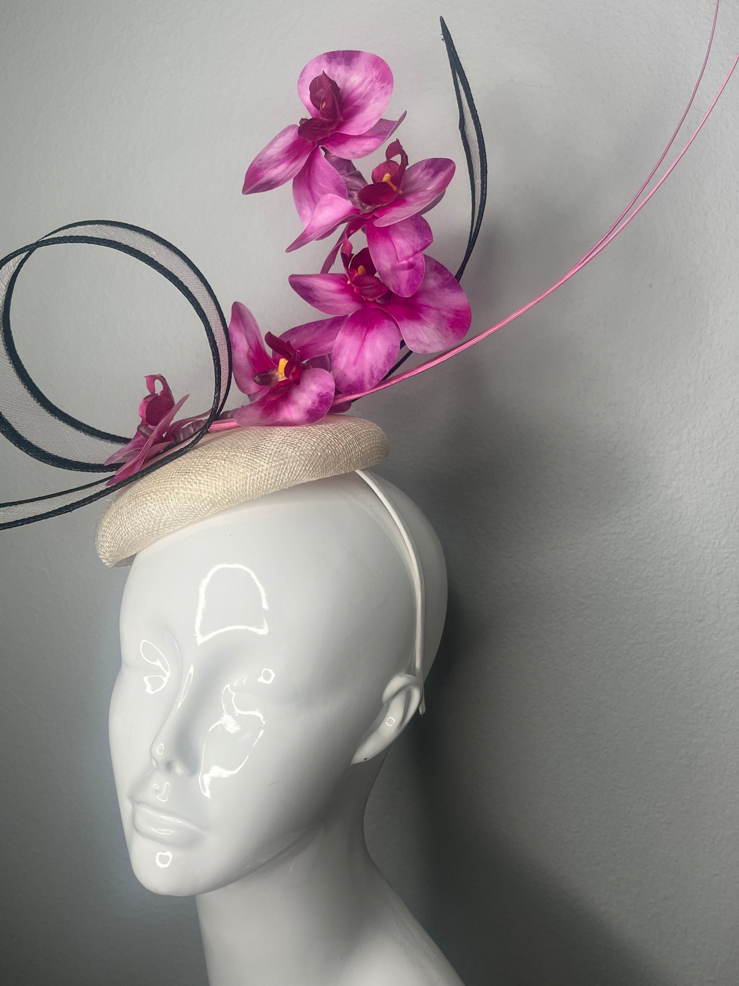 Curves & Fuchsia Orchids Fascinator Hat