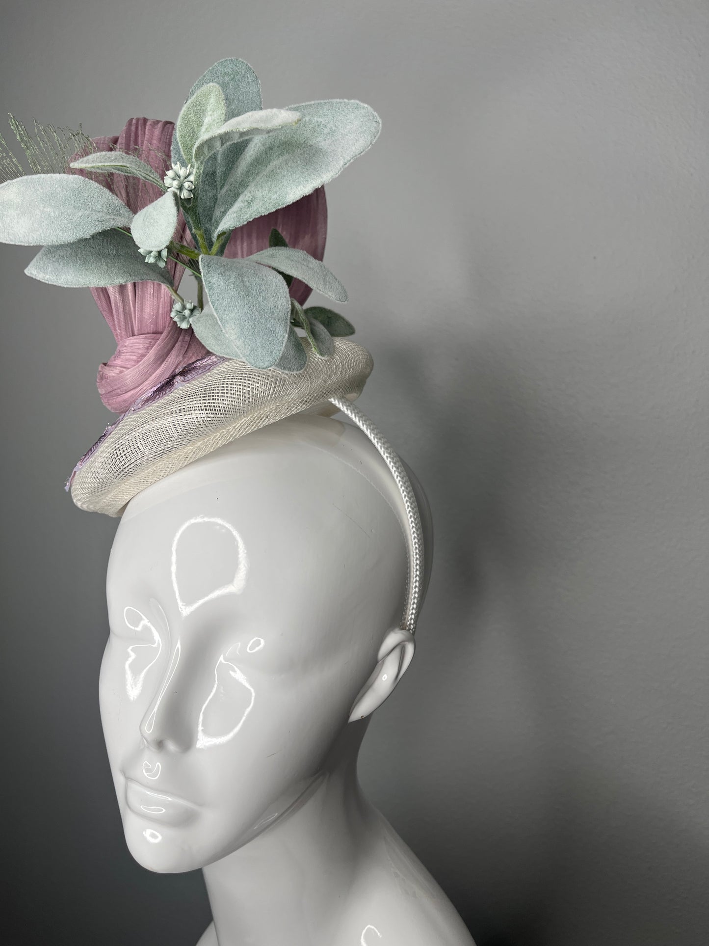Reserved for Client - Whispers of Sage Fascinator Hat