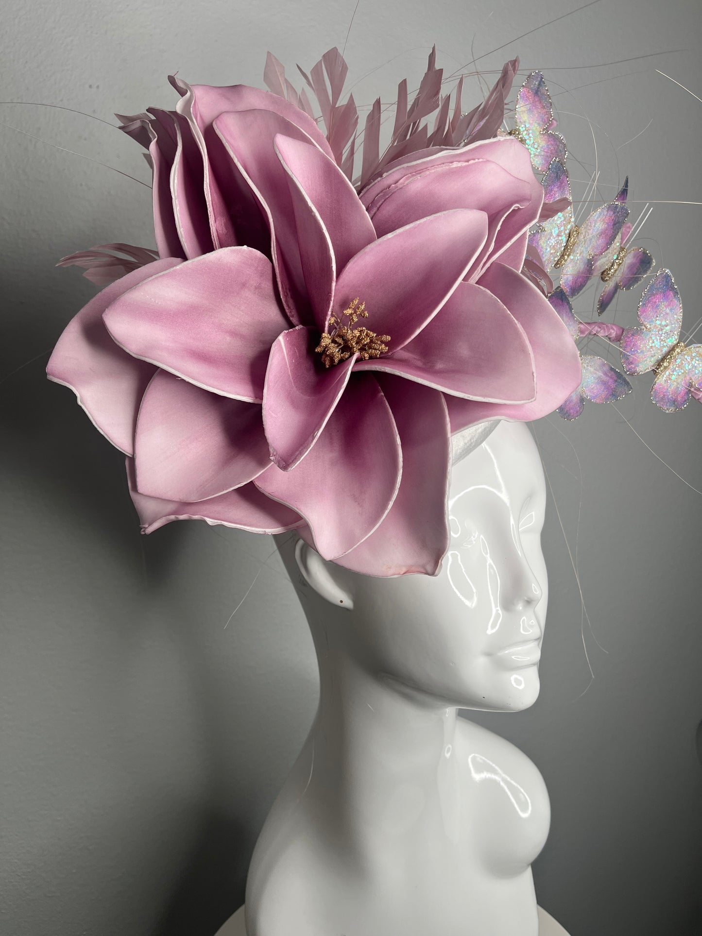 Whispers in Bloom Plum and White Fascinator Hat
