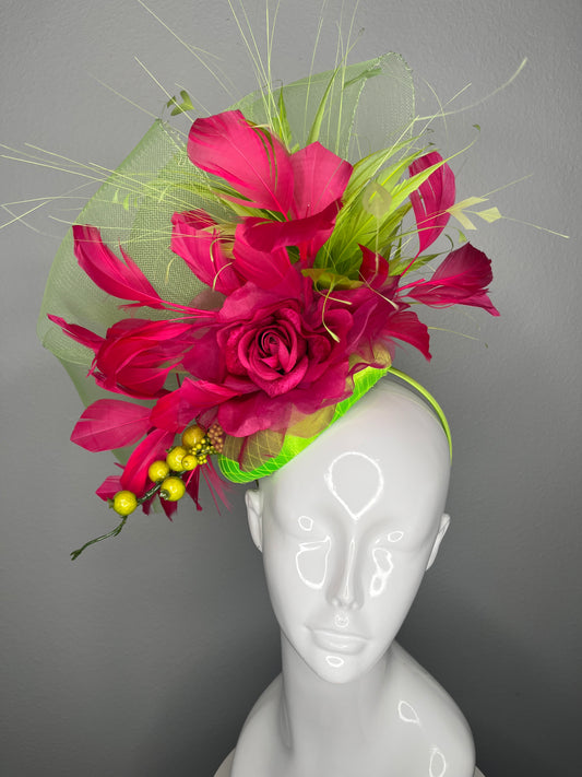 Key Lime Kiss Feather Fascinator Hat