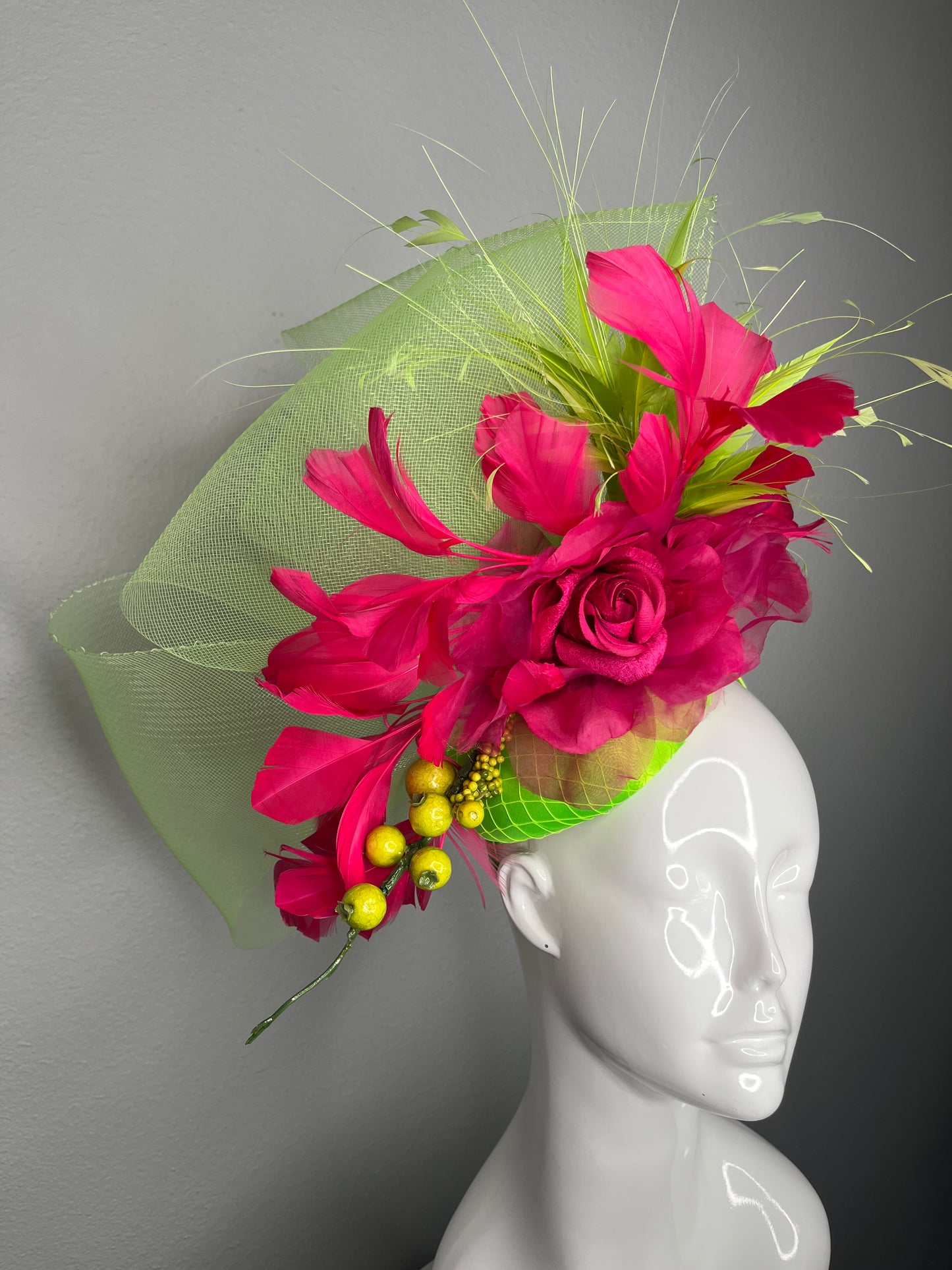 Key Lime Kiss Feather Fascinator Hat