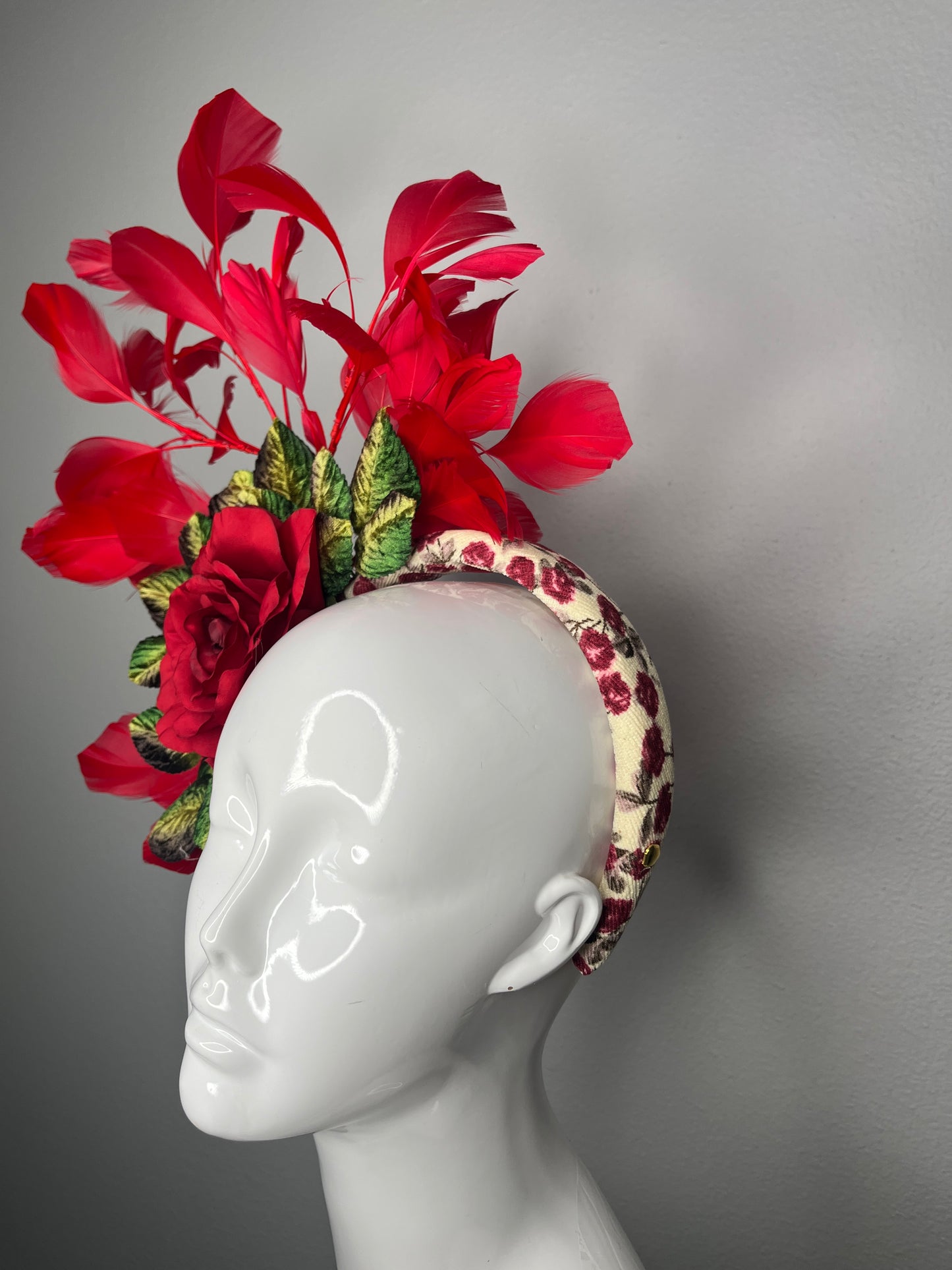 Run for the Roses Red Feather Fascinator Hat