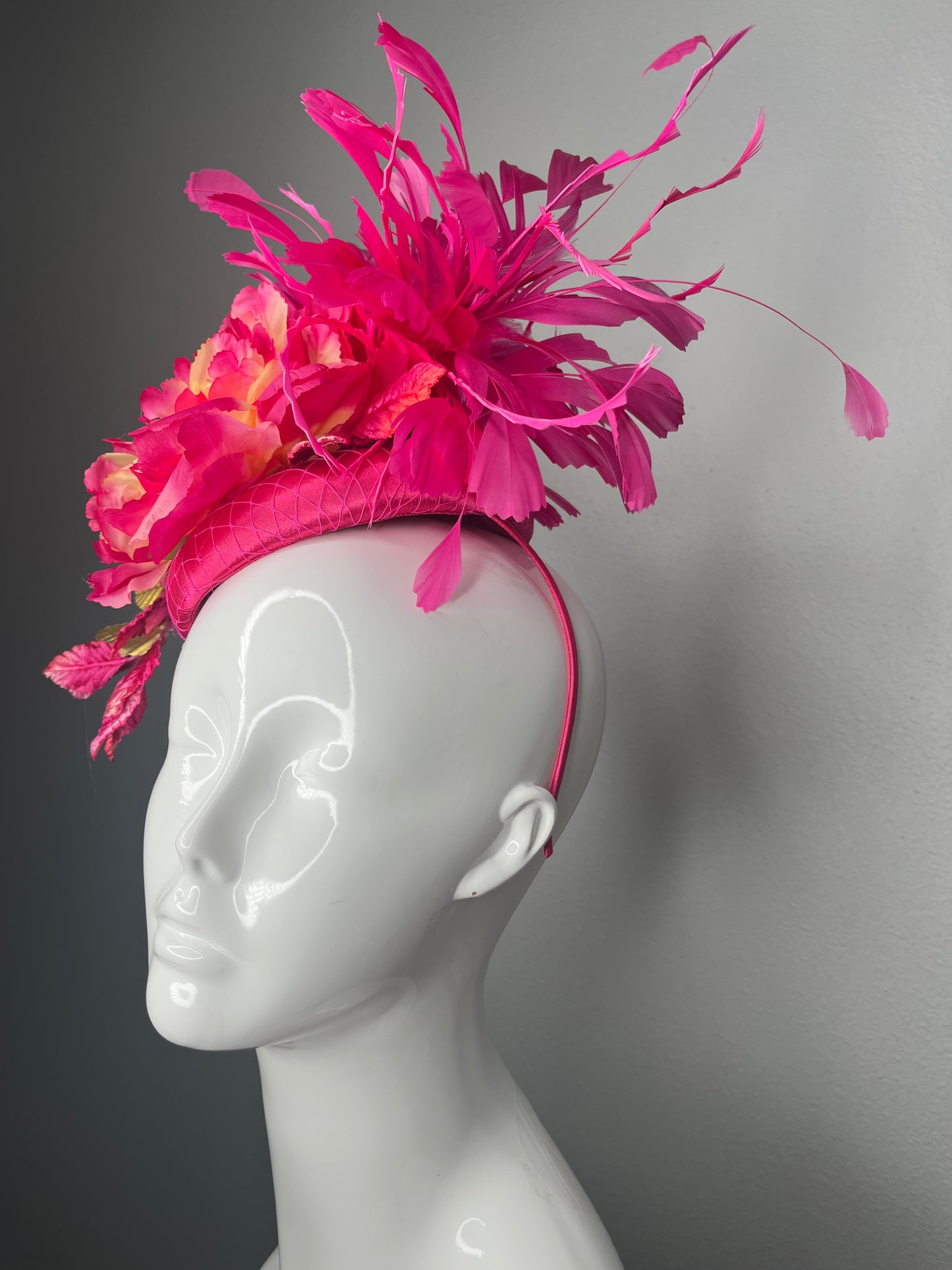 Pink Floral Feather Fascinator