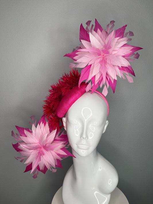 Fuchsia Fireworks Feather Fascinator