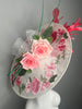 Blush & Coral Garden Bloom Feather Fascinator Hat