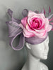Blush Rose and Lavender Feather Fascinator Hat