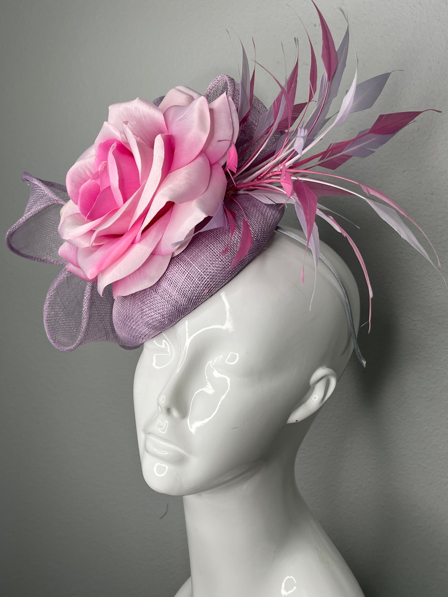 Blush Rose and Lavender Feather Fascinator Hat
