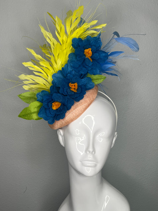 Peach and Navy Golden Hour Bloom Fascinator