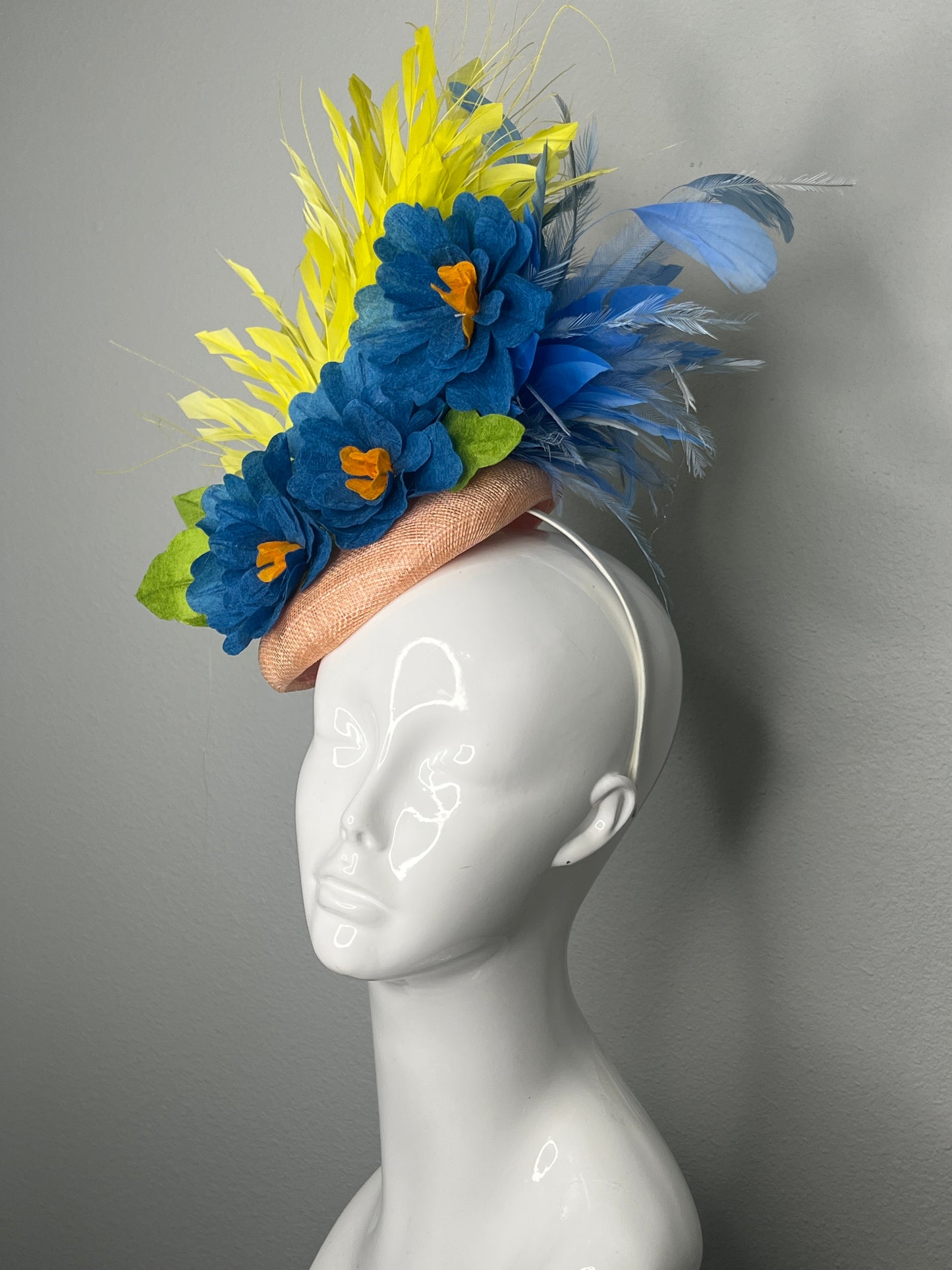 Peach and Navy Golden Hour Bloom Fascinator