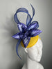 Navy and Yellow Sinamay Statement Headpiece Fascinator Hat